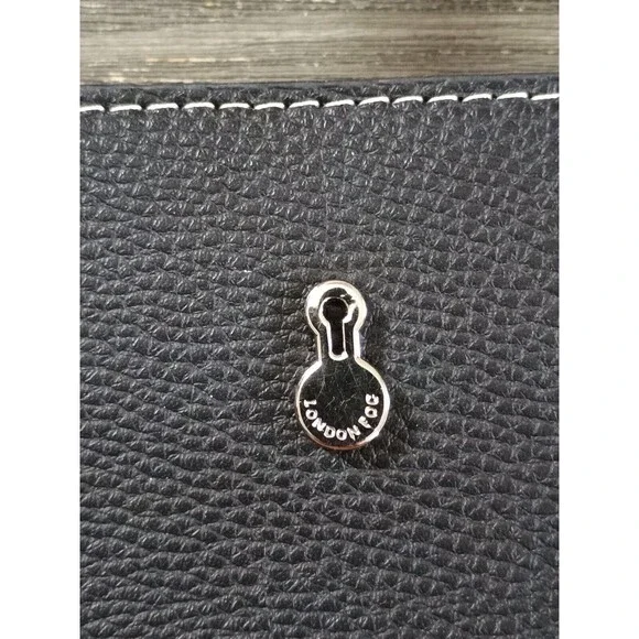 London Fog Black & Tan Brown Handbag Shoulder Bag New Vegan Leather - Picture 2 of 10